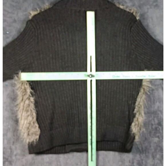 Premise Sweater Women Extra Large Gray Faux Fur Wool Blend Snap Up - Picture 5 of 9